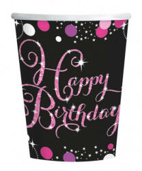 Happy Birthday Pink papír pohár 8 db-os 250 ml (DPA990057366) - gyerekagynemu