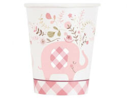 Rózsaszín Elefánt Floral papír pohár 8 db-os 266 ml (MLG822294) - gyerekagynemu