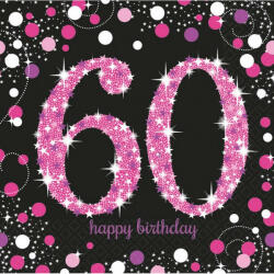 Happy Birthday 60 Pink szalvéta 16 db-os 33x33 cm (DPA9900619) - gyerekagynemu