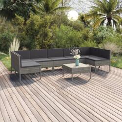 vidaXL Set mobilier de grădină cu perne, 8 piese, gri, poliratan (3094594) - comfy