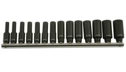 Laser Tools LAS-5962 1/4"-os 6-lapú gépi dugókulcs fej készlet, hosszított, 14 részes (LAS-5962)