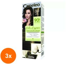 Cameleo Set 3 x Vopsea de Par Cameleo Color Essence 3.0 Dark Brown, 75 g
