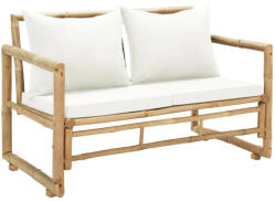 vidaXL kétszemélyes bambusz kerti kanapé párnákkal (43157)