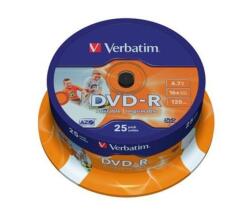 Verbatim DVDV-16B25PP DVD-R cake box nyomtatható DVD lemez 25db/csomag (43538)