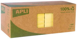 APLI Öntapadó jegyzettömb, 75x75 mm, 100 lap, újrahasznosított, APLI "Classic", sárga (11987) - nyomtassingyen