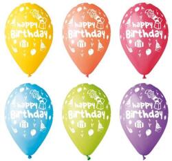  Léggömb, 30cm, "Happy Birthday", bohócos, 10db/cs (11-PRINTHBBOHOC) - nyomtassingyen