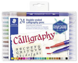 STAEDTLER Kalligrafikus marker készlet, 2, 0/3, 5 mm, kétvégű, STAEDTLER "3005", 24 szín (3005 TB24)