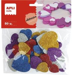 Apli Moosgumi, öntapadó, glitteres, szívek, APLI "Eva Sheets", vegyes színek, 50db/cs (13484) - nyomtassingyen