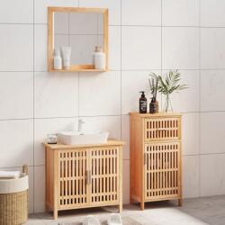 vidaXL Set mobilier de baie, 3 piese, lemn masiv de nuc (3185784)