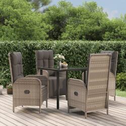 vidaXL Set mobilier grădină cu perne, 5 piese, negru și gri, poliratan (3185205) - vidaxl