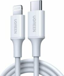 UGREEN US171 USB-C apa - Lightning apa 2.0 Adat és töltő kábel - Fehér (0.5m) (60747)