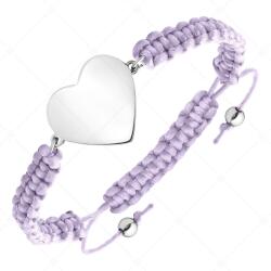 BALCANO - Friendship / Barátság karkötő szív alakú nemesacél gravírozható fejrésszel, magasfényű polírozással / Lavender