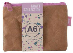 APLI Rendszerező tasak, cipzáras, bőrhatású textúra, műanyag, A6, APLI "Kraft", vegyes színű cipzár (19155)