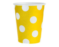 Godan Yellow Polka Dots, Sárga papír pohár 6 db-os 270 ml (MLG154788)