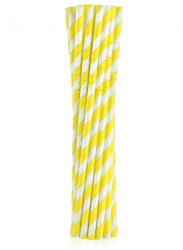 Godan Yellow Stripes, Sárga rugalmas papír szívószál 12 db-os (MLG126792)