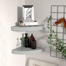 vidaXL Rafturi colțar de perete, 2 buc. , gri, 25 x 25 x 3, 8 cm, MDF (323902) - comfy