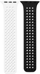 Phoner Spike Apple Watch szilikon szíj, 49/45/44/42mm, fehér/fekete - speedshop