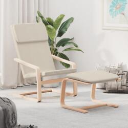 vidaXL Scaun de relaxare cu taburet, crem, textil (3154412)