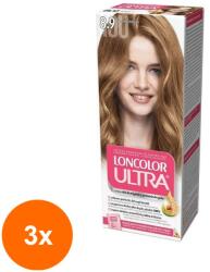 LONCOLOR Set 3 x Vopsea de Par Permanenta Loncolor Ultra 8.9 Blond Inchis, 100 ml