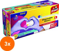 FINO Set 3 x Manusi de Unica Folosinta Nitril si Vinil Fino, Violet, Marimea L, 80 Bucati (ROC-3xSAFINO00211)