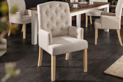 Invicta Set doua scaune CASTLE cu cotiere, tesatura texturata bej cu matlasare Chesterfield (40073)