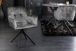 Invicta Set doua scaune pivotant LOFT 180 cu cotiere din catifea gri inchis (42390)