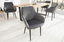 Invicta Set 2 scaune Turin cu tapiterie din catifea si picioare din metal negru (38787)