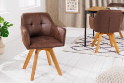 Invicta Set 2 scaune rotative Loft cu tapiterie din microfibra si picioare din lemn (42389)
