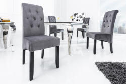 Invicta Set doua scaune CASA cu perna pentru gat, catifea gri (38979)