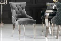 Invicta Set doua scaune CASTLE DELUXE cu maner in forma de cap de leu, catifea gri, in stil baroc (40471)