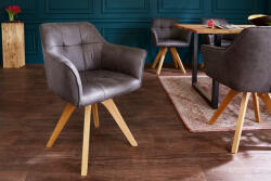Invicta Set 2 scaune rotative Loft cu tapiterie din microfibra si picioare din lemn (40023)