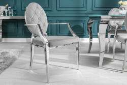 Invicta Scaun MODERN BAROCK cu cotiere din catifea gri nobil, in stil baroc (38343)
