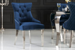 Invicta Set doua scaune CASTLE DELUXE cu maner in forma de cap de leu, catifea albastru regal, in stil baroc (40473)