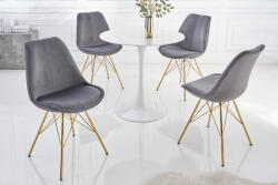 Invicta Set 2 scaune Scandinavia cu tapiterie din catifea si picioare din metal auriu (42186)