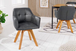 Invicta Set 2 scaune rotative Loft cu tapiterie din microfibra si picioare din lemn (42388)