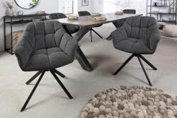 Invicta Set doua scaune pivotant PAPILLON rotativ la 180 cu cotiere din tesatura texturata antracit (41586)