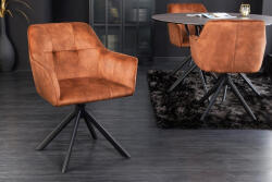 Invicta Set 2 scaune rotative Loft cu tapiterie din catifea si picioare din metal (42394)