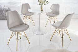 Invicta Set 2 scaune Scandinavia cu tapiterie din catifea si picioare din metal auriu (42185)