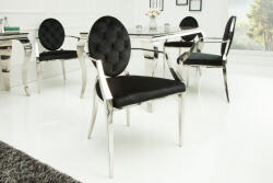 Invicta Scaun MODERN BAROCK cu cotiere, catifea neagra, in stil baroc (37355)