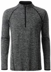 James & Nicholson (Daiber) Férfi funkcionális hosszú ujjú felső JN498 - Fekete melírozott / fekete | 2XL (1-JN498-1752309)