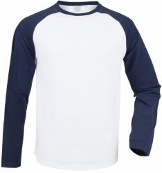 SF (Skinnifit) Tricou cu mâneci lungi bicolor pentru bărbați - Albă / albastru închis | XL (SF271-1000167698)