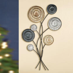  Óriás méretű fém fali dekoráció arany, ezüst, antracit színben 102cm Bonito