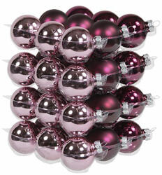  Üveg karácsonyfadísz gömb, lila színű, fényes és matt, 4cm, 36db