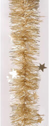  Karácsonyi girland, boa csillagokkal, matt arany színű, 7cm széles és 2m hosszú