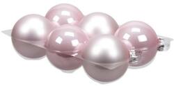  Üveg karácsonyfadísz gömb, rózsaszín színű, fényes és matt felületű, 8cm, 6db