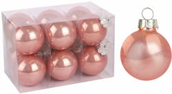 Üveg karácsonyfadísz gömb, selyem rózsaszín színű, 4cm, 12db