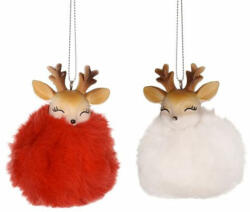  Őzikés gömb alakú függődísz piros színben 6, 5x11cm