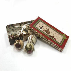  Karácsonyfadísz díszdobozban karácsonyfa mintával, matt és fényes, 8db - 5 cm