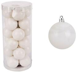 Karácsonyfadísz gömb, fehér színű, fényes és matt, 3cm 24db