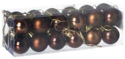 Műanyag karácsonyfadísz gömb, barna színű 3 féle, 3cm, 24db